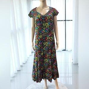 True VTG 90’s Tropical Floral Maxi Criss Cross Long Sundress -10